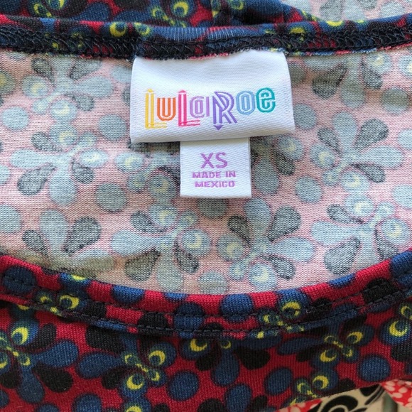 LulaRoe Women's Maroon/Navy Floral Hi-Low Hem Half Sleeve Irma Tunic Top Sz XS - Picture 5 of 7